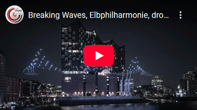 Video corporate reportage événementiel drone show spectacle drones lumineux - Breaking Waves by Drift, Elbphilharmonie, Hamburg, Germany © Light ZOOM Lumiere, LZL Services