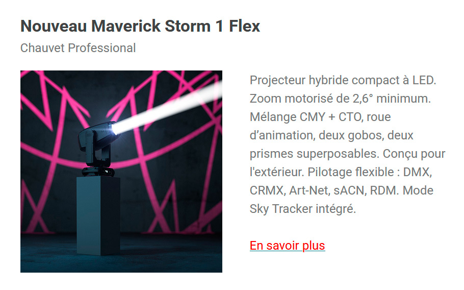 Exemple de mise en page d’un fabricant éclairage, insertion publicitaire produit dans une newsletter article - LightPress Product