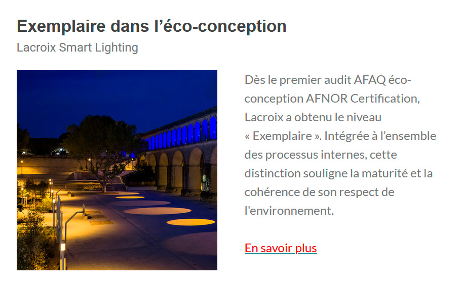 Exemple de mise en page d’un fabricant éclairage, insertion publicitaire produit dans une newsletter article - LightPress Product