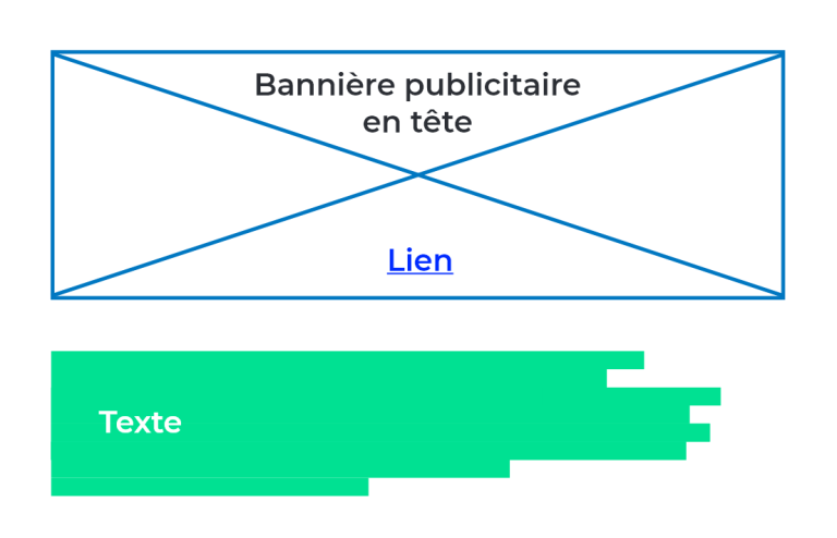 Mise en page explicative insertion d'une bannière publicitaire Web en tête d'un article ou d'une newsletter Light ZOOM Lumière