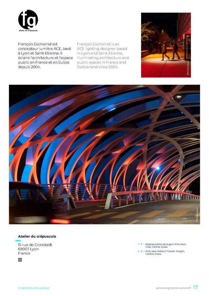 Exemple mise en page concepteur lumiere insertion publicitaire sur page A4 dans annuaire digital illustre Talents de lumiere © LZL Services