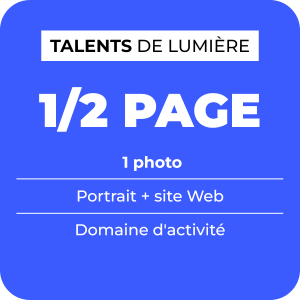 Insertion publicitaire sur une demi page dans annuaire digital illustré Talents de lumière de LZL Services