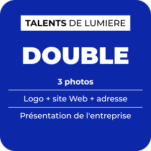 Insertion publicitaire sur une double page dans annuaire digital illustre Talents de lumière