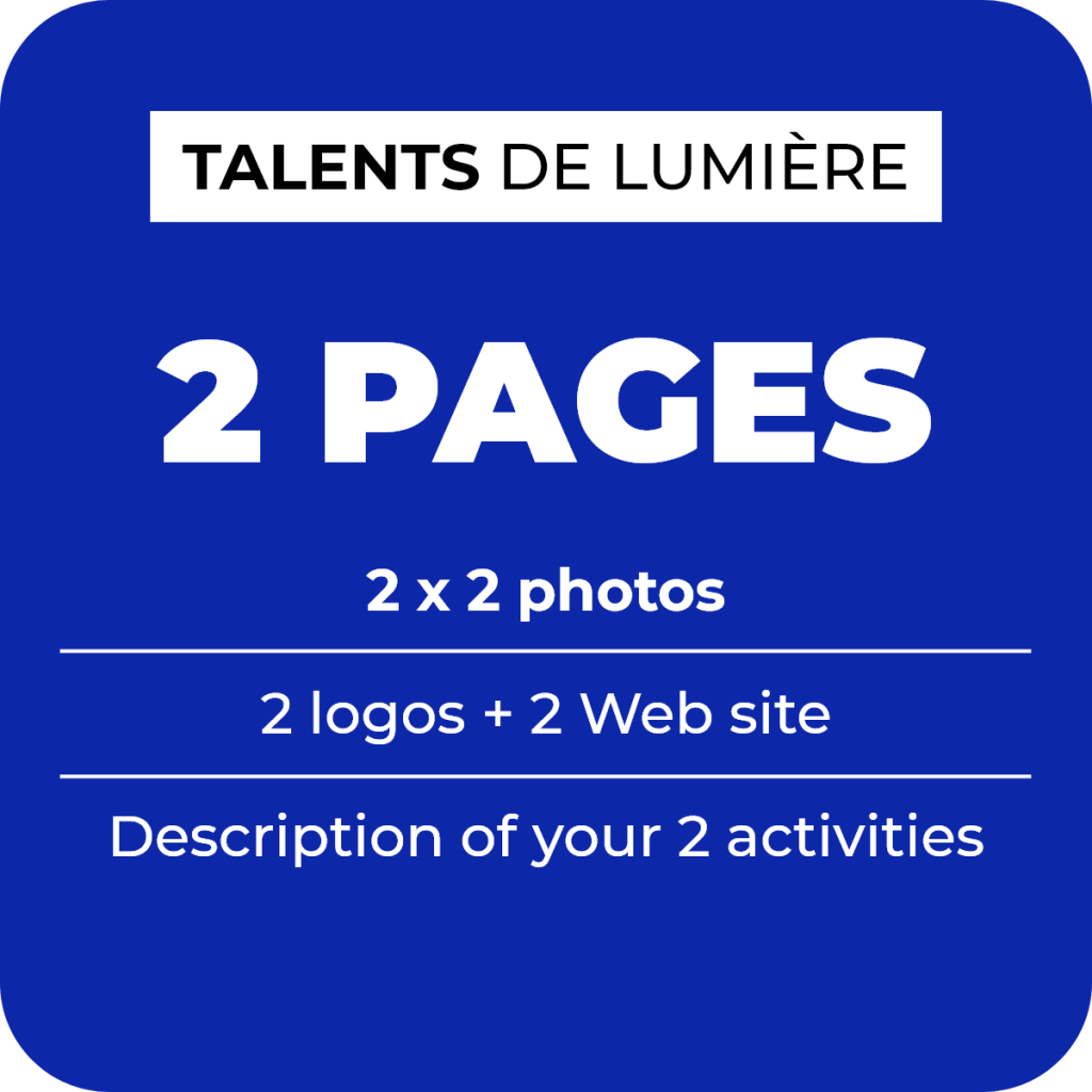2 full page advertisement in the lighting illustrated digital directory Talents de Lumière