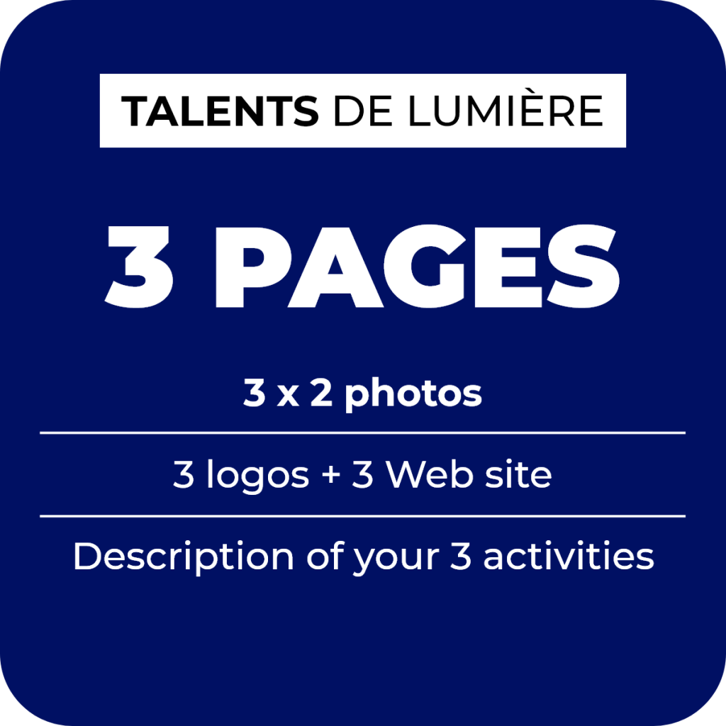 3 full page advertisement in the lighting illustrated digital directory Talents de Lumière