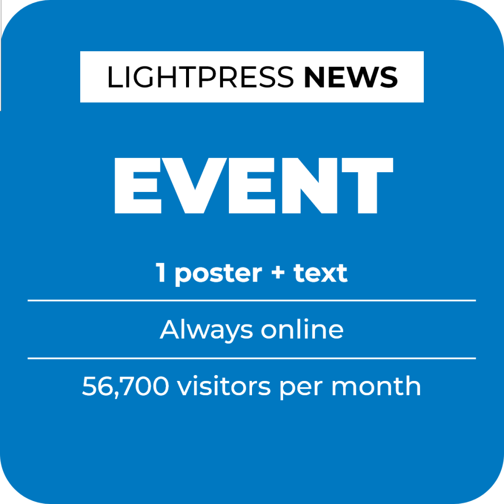 Advertorial event poster and text for lighting company published on the Light ZOOM Lumière portal