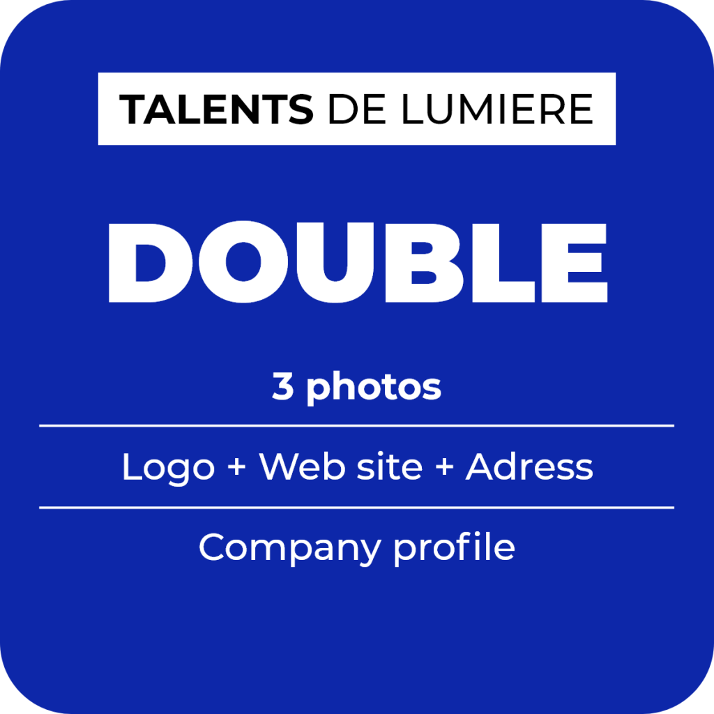 Double page advertisement in the lighting illustrated digital directory Talents de Lumière