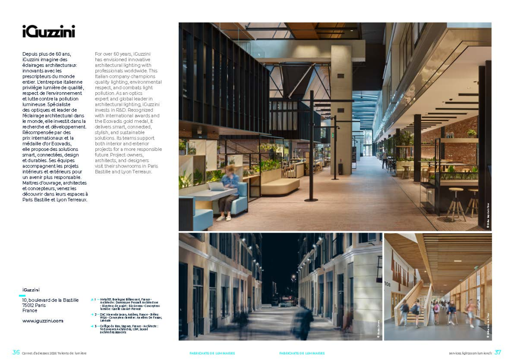 Exemple 3 mise en page fabricant en éclairage insertion publicitaire sur page A3 dans annuaire digital illustré Talents de lumière