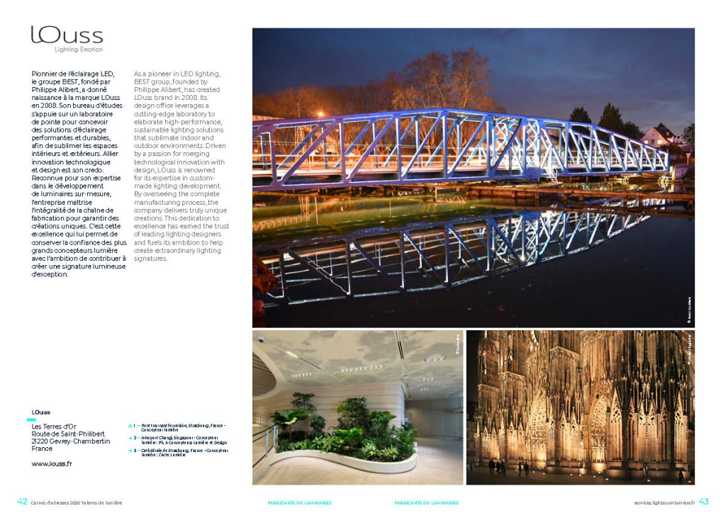Exemple 4 mise en page fabricant éclairage insertion publicitaire sur page A3 dans annuaire digital illustré Talents de lumière