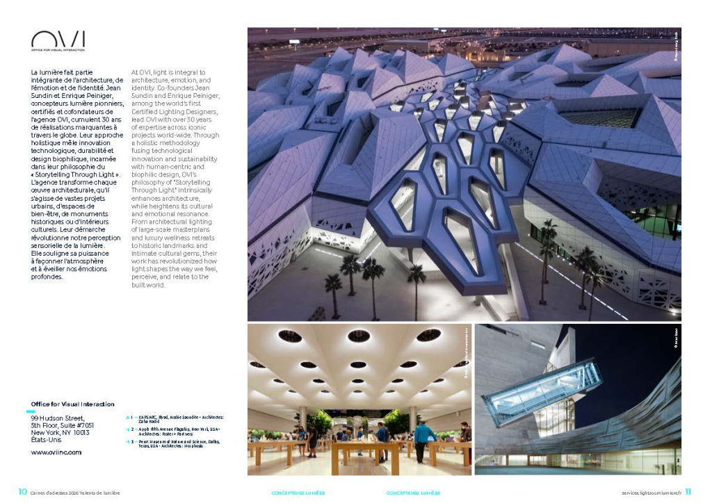 Exemple 5 mise en page d'une agence de concepteurs lumière insertion publicitaire sur page A3 dans annuaire digital illustré Talents de lumière