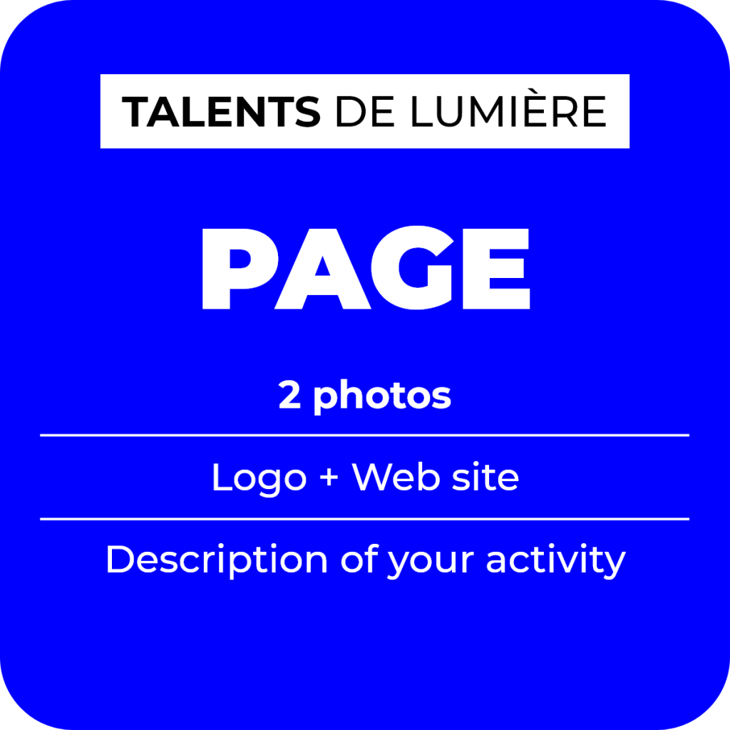 Full page advertisement in the lighting illustrated digital directory Talents de Lumière