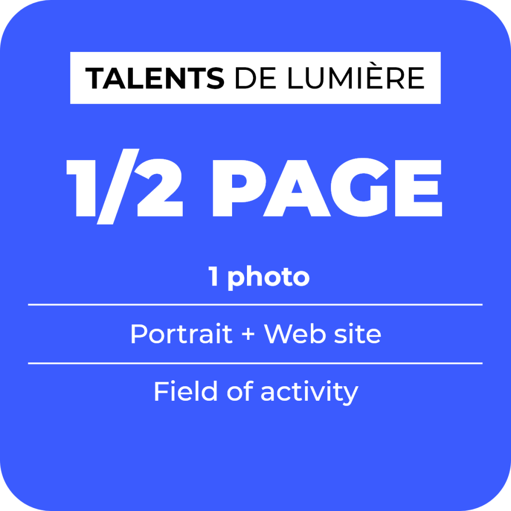 Half page advertisement in the lighting illustrated digital directory Talents de Lumière