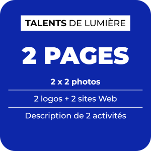 Insertion publicitaire sur 2 pages dans annuaire digital illustré Talents de lumière de LZL Services
