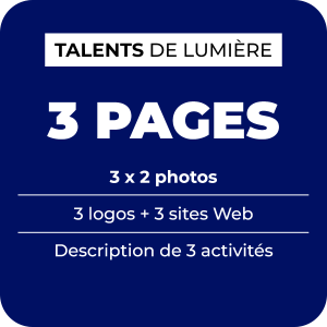 Insertion publicitaire sur 3 pages dans annuaire digital illustré Talents de lumière de LZL Services