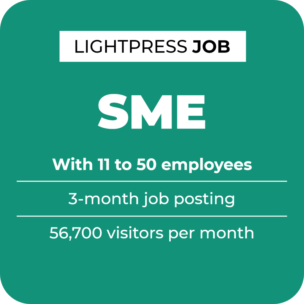 Job posting for SME lighting company with 11 to 50 employees on the Light ZOOM Lumière portal