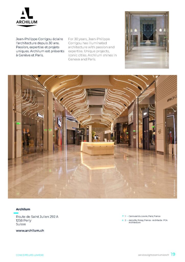 Exemple 4 de mise en page concepteur lumière insertion publicitaire sur page A4 dans annuaire digital illustré Talents de lumière