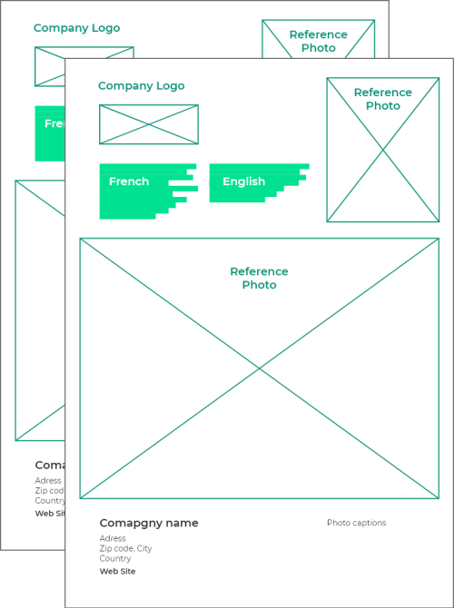 Explanatory 2 full pages advertisement in the lighting illustrated digital directory Talents de Lumière