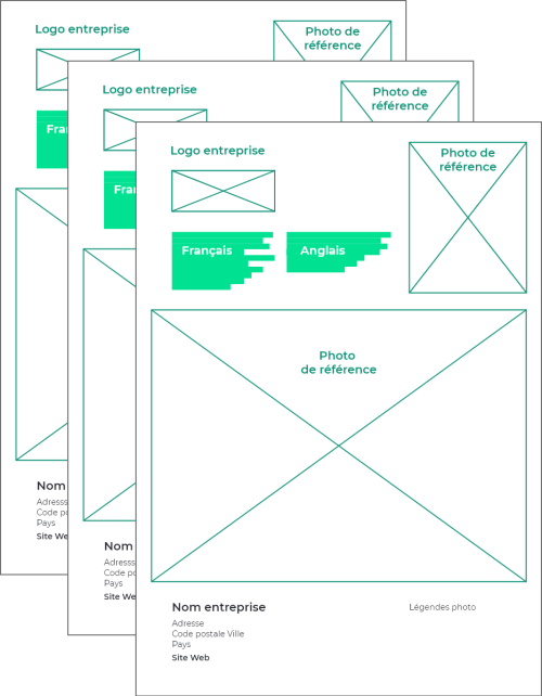 Mise en page explicative insertion publicitaire sur trois pages annuaire digital illustré Talents de lumière